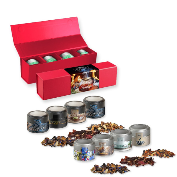 Verschiedene Weihnachts Teesorten, , ca. 120-140g, Geschenk-Set Premium rot mit Magnetverschluss und