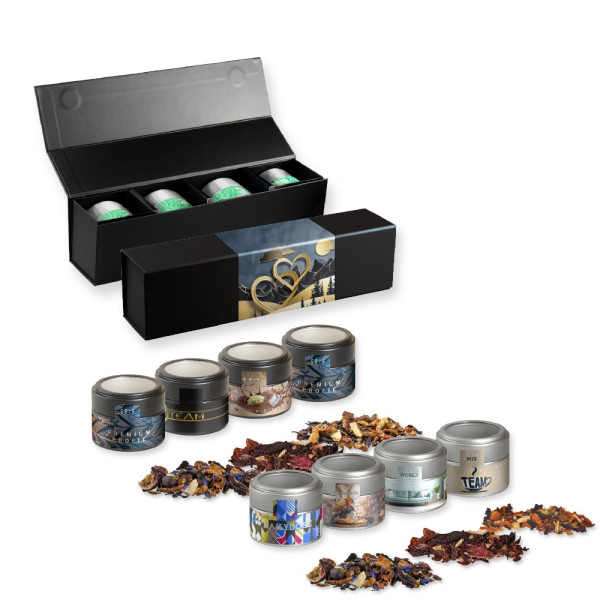 Verschiedene Weihnachts Teesorten, , ca. 120-140g, Geschenk-Set Premium schwarz mit Magnetverschluss